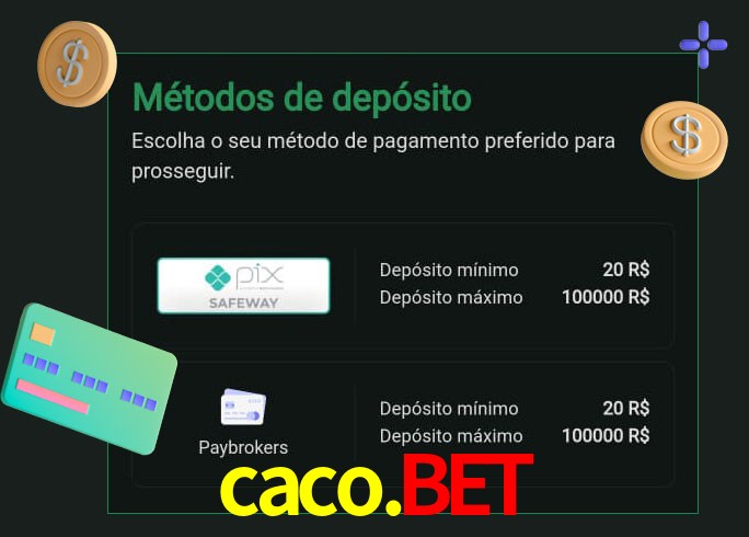 O cassino caco.bet oferece uma grande variedade de métodos de pagamento